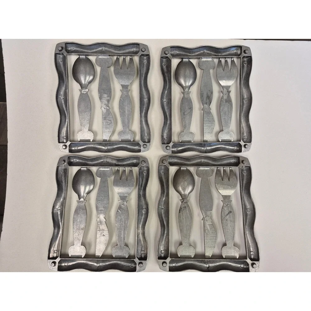 Vintage Set 4 Cast Aluminum Trivets Kitchen Wall Decor MCM Danish Modern Retro